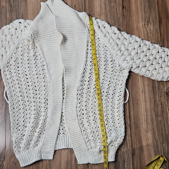 ba&sh Kyr Long Sleeve Open Front Sweater Cardigan ecru/off white Women’s Small - Picture 10 of 13
